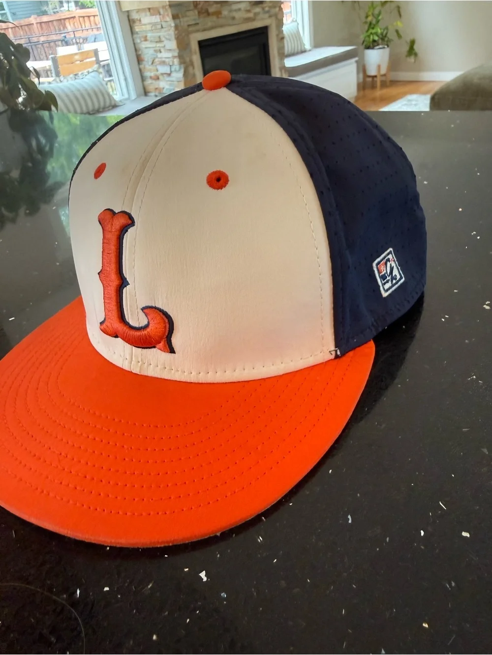 The Game Pro Orange, White & Navy Baseball Cap with Embroidered 'L'